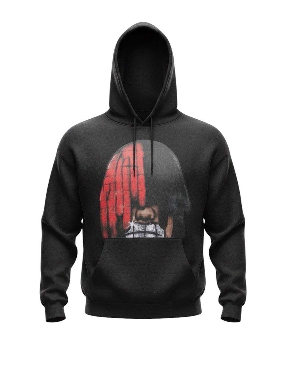 LGNDS NWT Black Graphic Pullover Hoodie with Cartoon Guy Motif